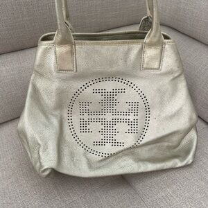 Tory Burch Metallic Silver Hobo Bag